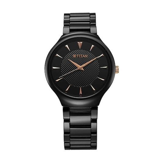 Titan Regalia Ceramics Black Dial Men's Ceramic Strap Watch 90014KC05