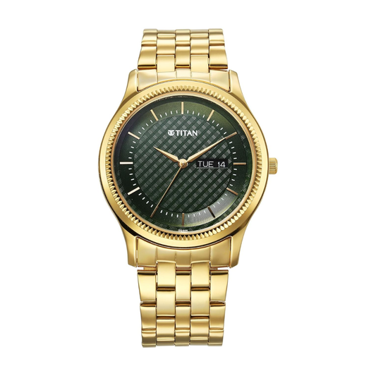Titan Karishma Green Dial Stainless Steel Strap Men's Watch 1824YM02