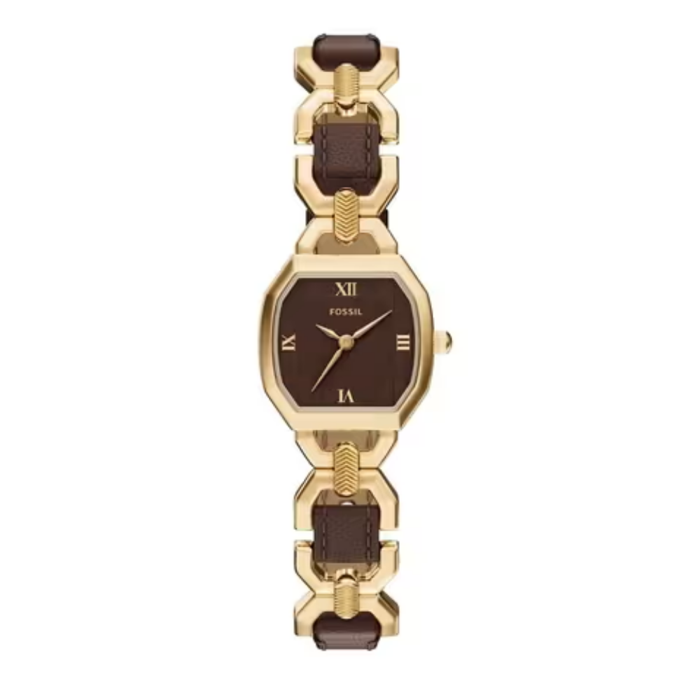 Fossil Harlow Brown Dial Three-Hand Brown Leather Watch Women's ES5497