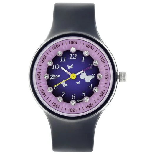 Zoop Purple Dial Grey Strap Girls Kids Watch NSC4038PP01W