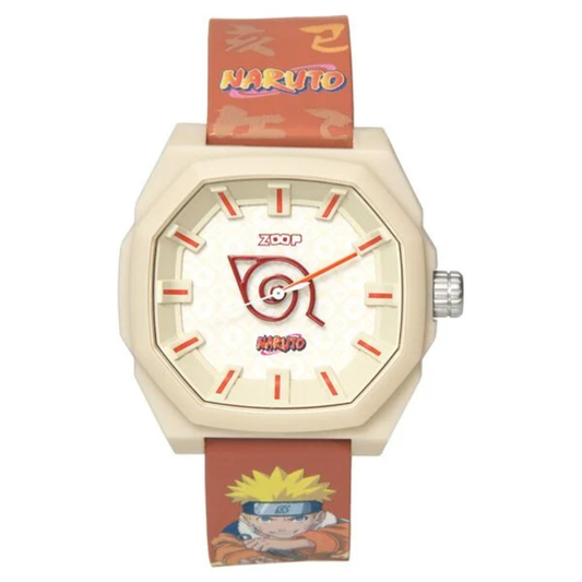 Zoop Naruto Analog Watch Beige Case Burnt Orange Multi Colour Strap Kids 16054PP01