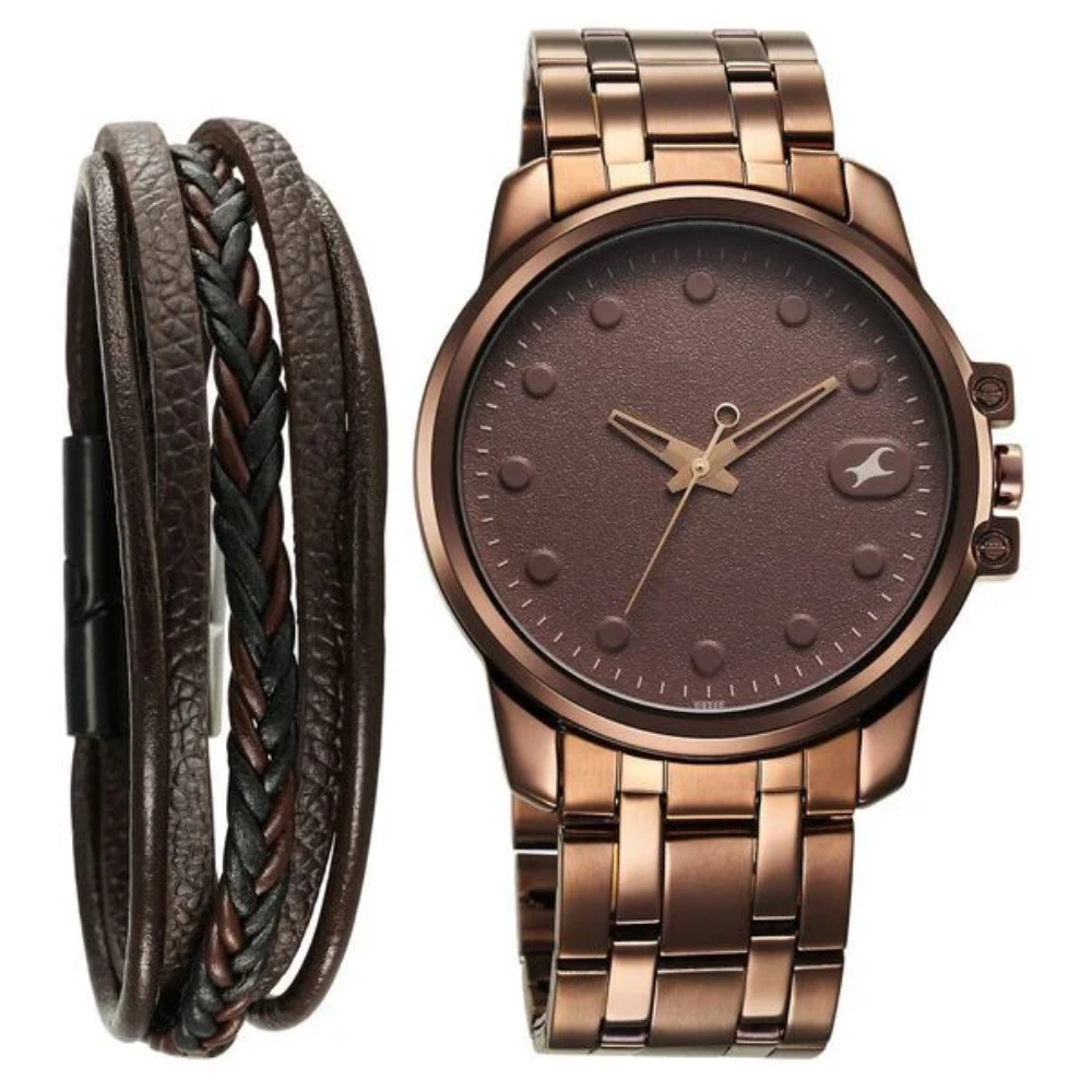 Fastrack Pulse Brown Dial Quartz Analog Watch for Guys 3314QM02