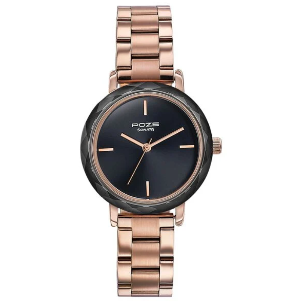 Sonata Poze Black Dial Women's Watch SP80099KM03