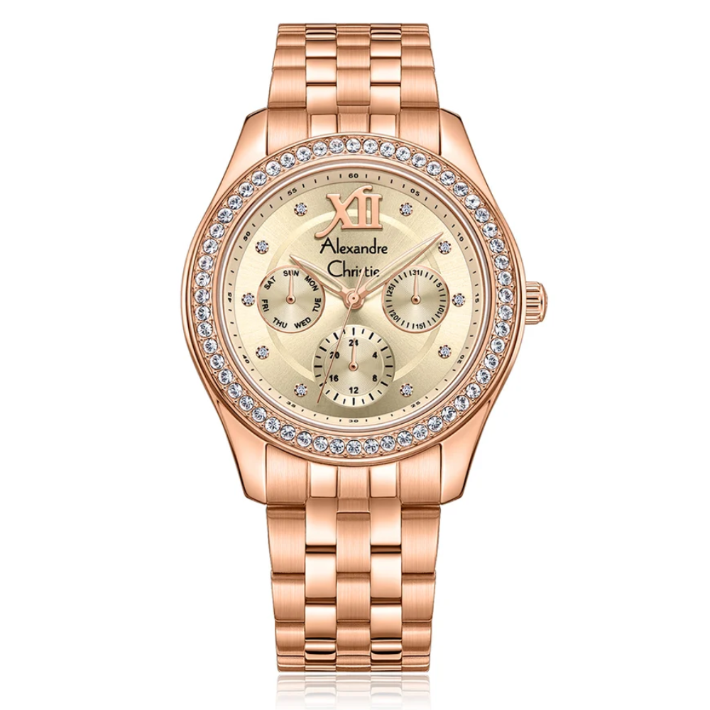 Alexandre Christie Multi-Function Rosegold Women's Watch 2496BFBRGLN