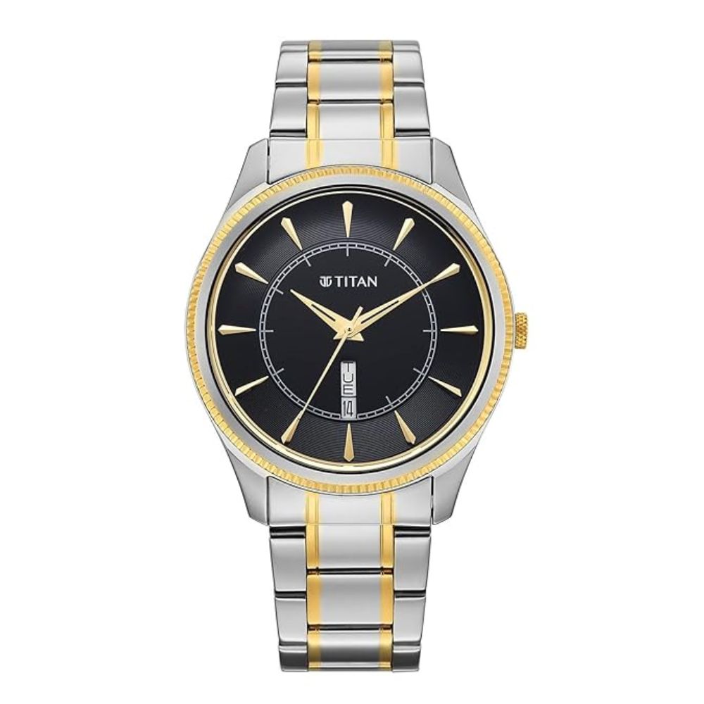 Titan Regalia Allure Classic Day-Date Quartz Analog Stainless Steel Strap Men's Watch 10047BM02