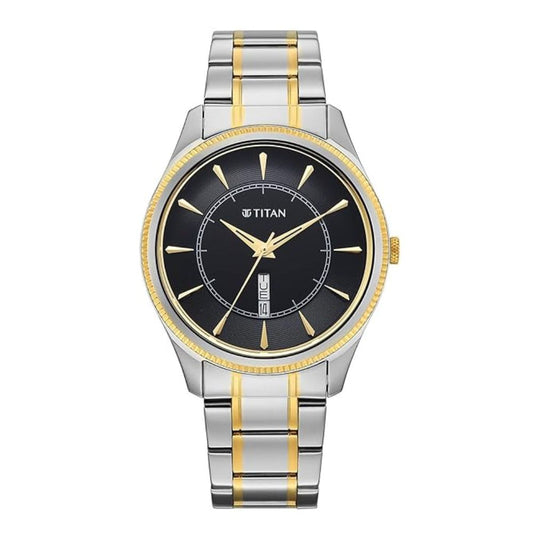 Titan Regalia Allure Classic Day-Date Quartz Analog Stainless Steel Strap Men's Watch 10047BM02