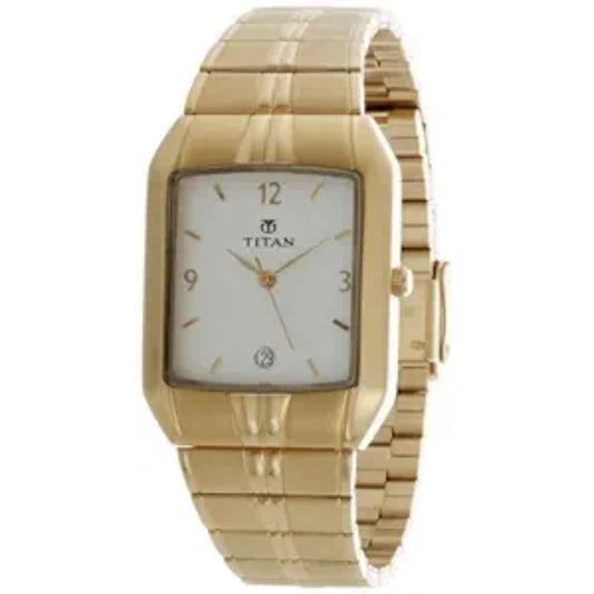Titan Rectangle White Men's Watch 9264YM01