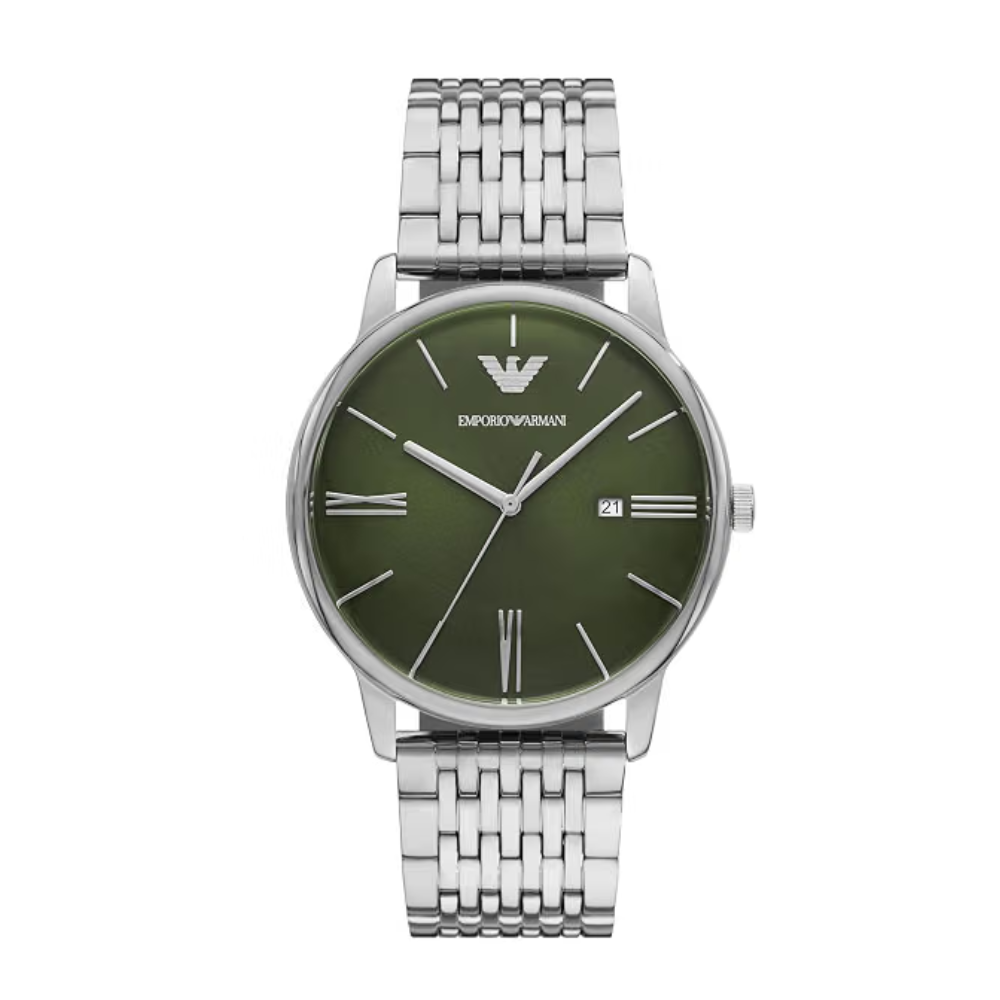 Emporio Armani Green Dial Men's Analog Stainless Steel Watch AR11644