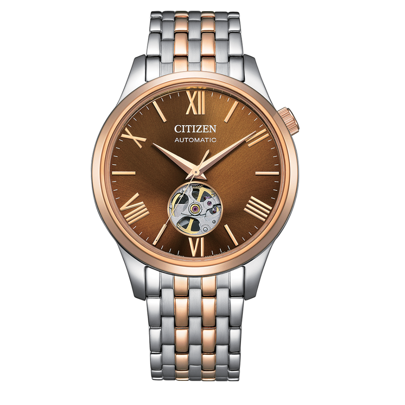 Citizen Open Heart Automatic Mechanical Brown Dial Men's Watch NH9139-80X