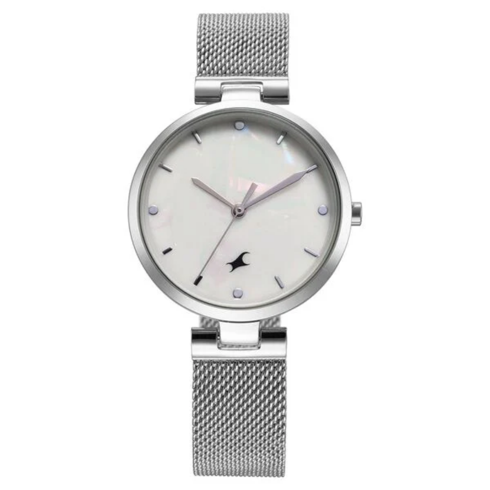 Fastrack Stunners X Mother Of Pearl Dial Stainless Steel Strap Watch For Girls 68049SM01