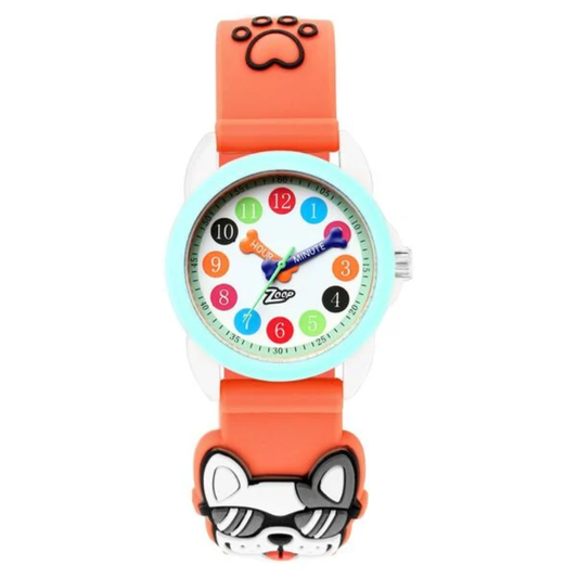 Zoop White Dial Orange Strap Boys Kids Analog Watch 26016PP03