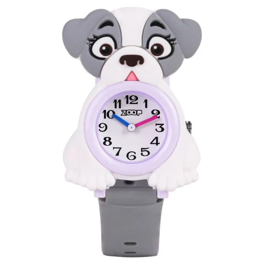 Zoop Doggy Watch White Dial Grey Strap Boys Girls Kids 26044PP01