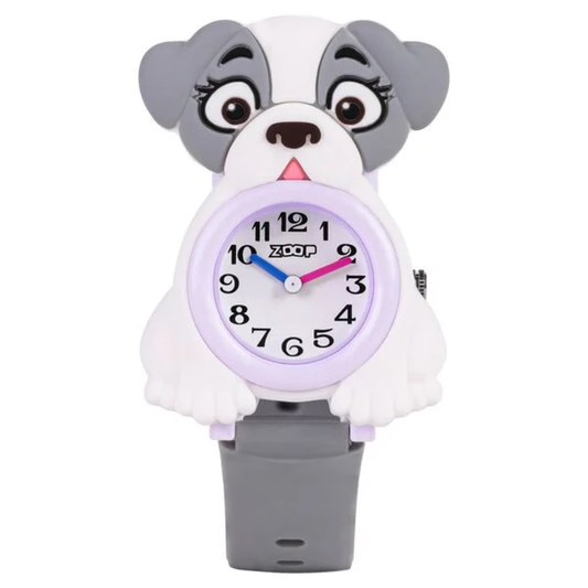Zoop Doggy Watch White Dial Grey Strap Boys Girls Kids 26044PP01