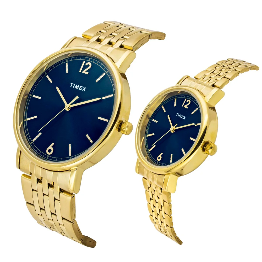 Timex Round Blue Dial Pair Watch TW00PR337