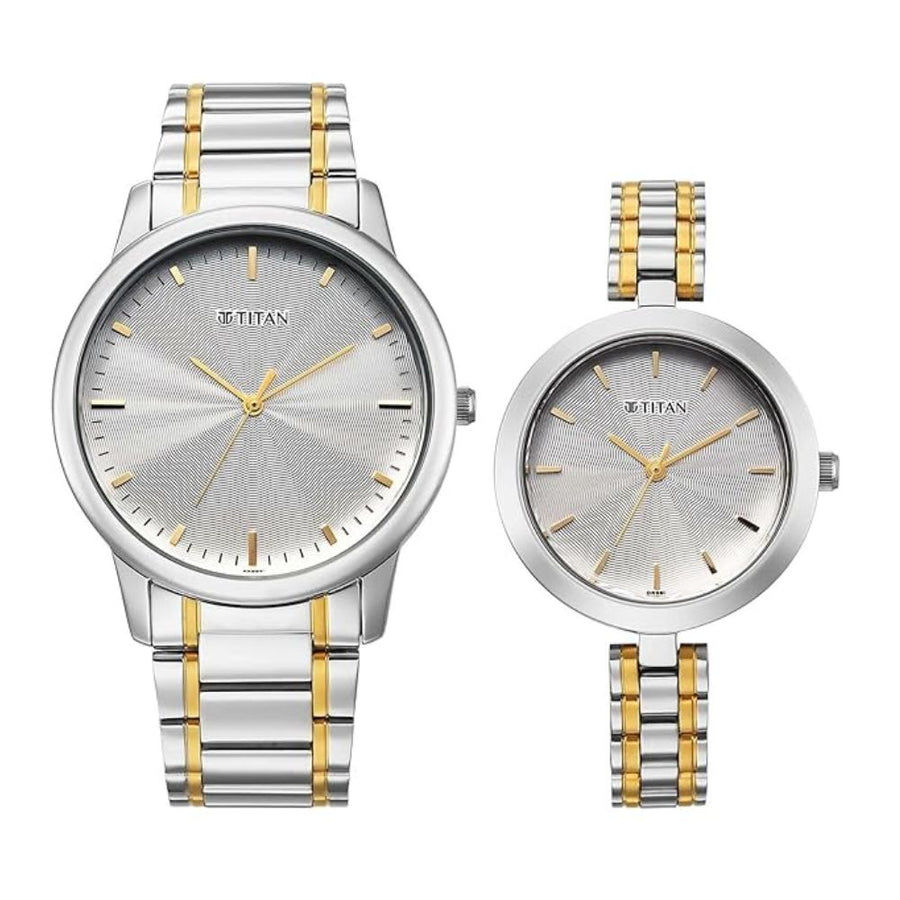 Titan Bandhan Eternal Silver Dual Tone Pair Watch 19692969BM01