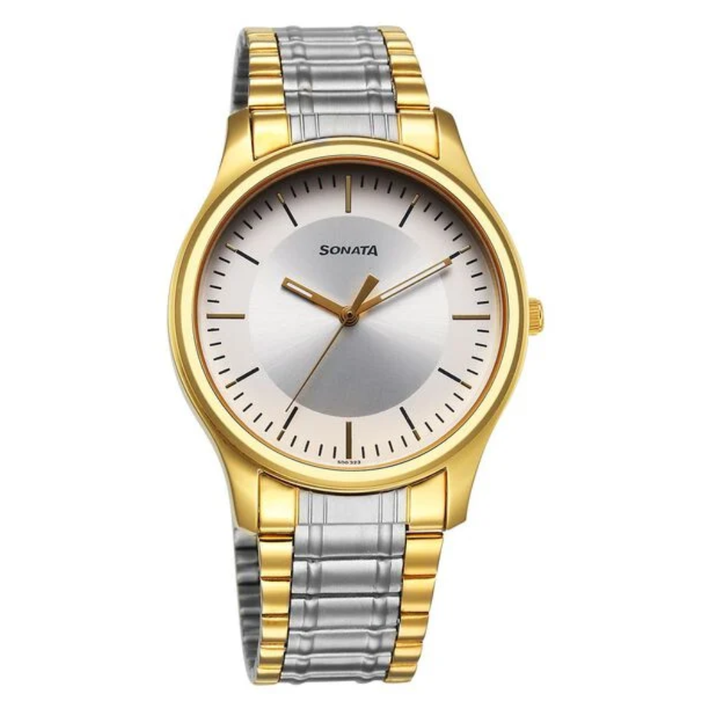 Sonata Traditional Essentials Silver Dial Men's Watch 77082BM01