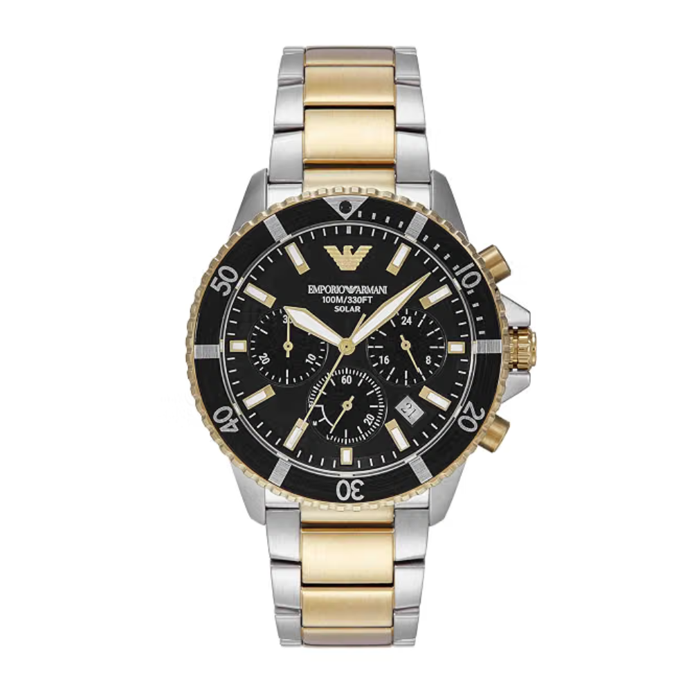 Emporio Armani World Explorer Men's Solar Black Dial Chronograph Watch AR11680