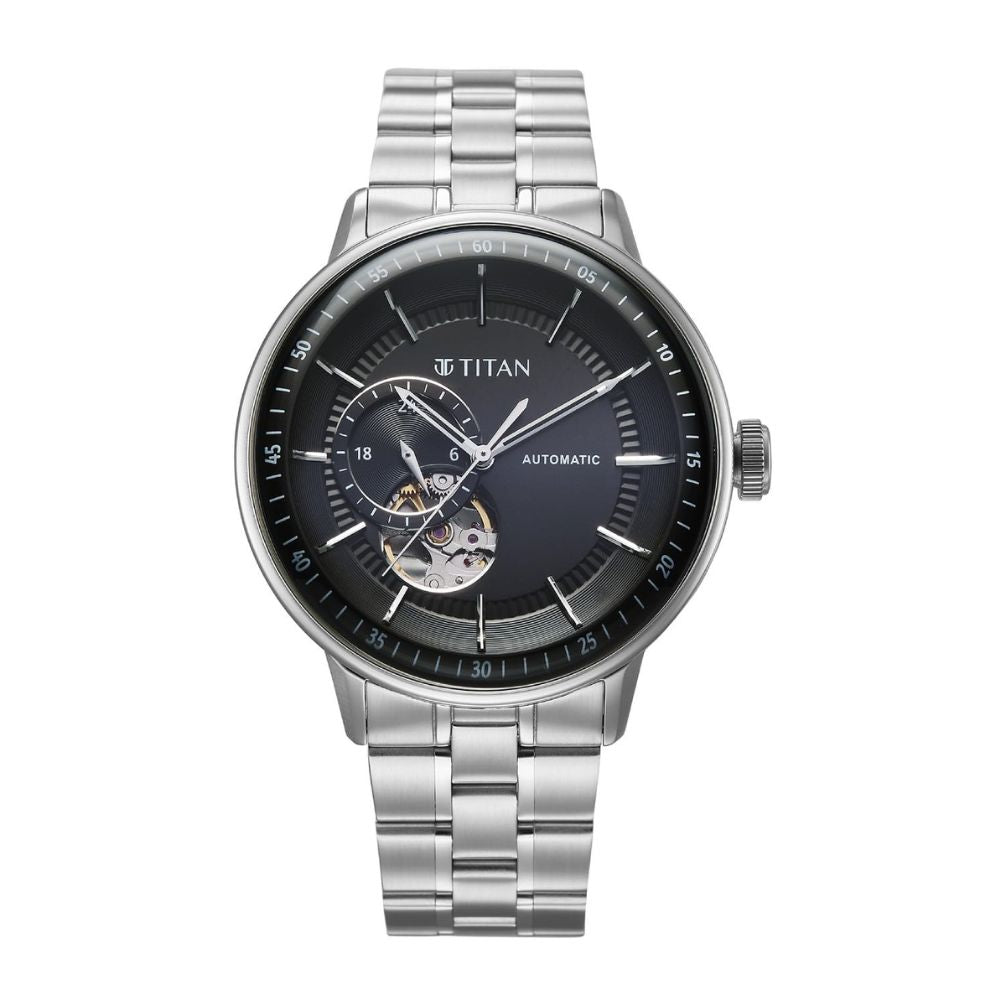 Titan Orbital Open Heart Automatic Black Dial Men's Watch 90226SM01