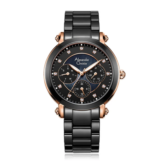 Alexandre Christie Black Women's Multi-Function Quartz Watch 2377BFBRGBA