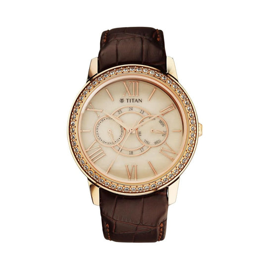 Titan Royale Beige Dial Men's Watch 10002WL01