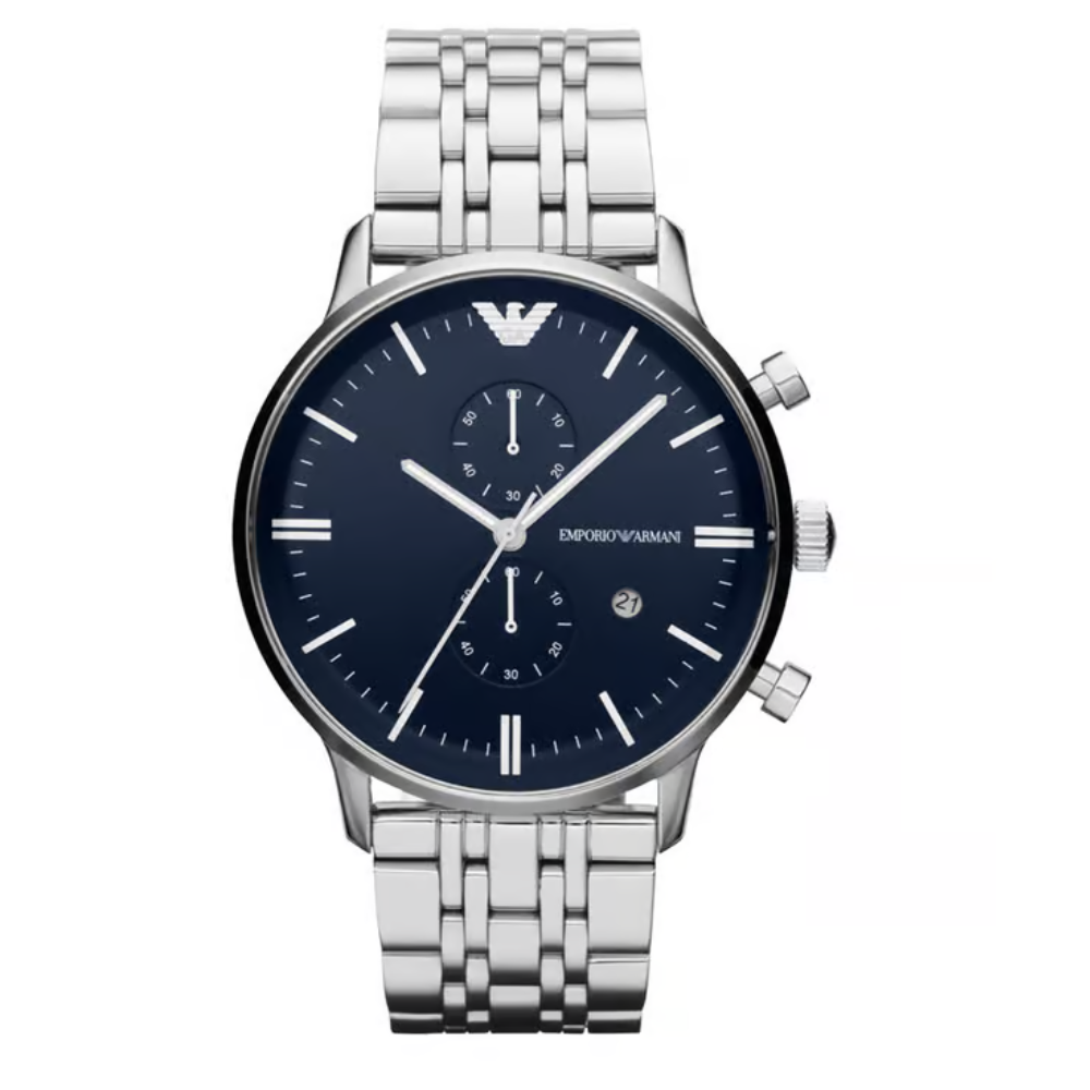Emporio Armani Blue Dial Men's Chronograph Stainless Steel Watch AR1648