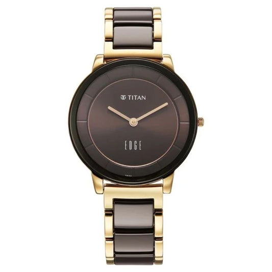 Titan Edge Melange Brown Women's Watch NU2777KD01