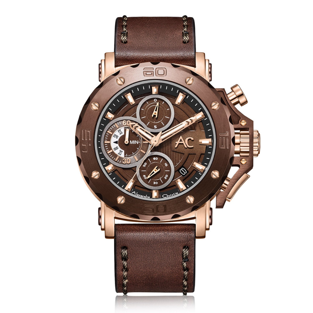 ALEXANDRE CHRISTIE Chronograph Brown Men's Watch 9205MCLROBO