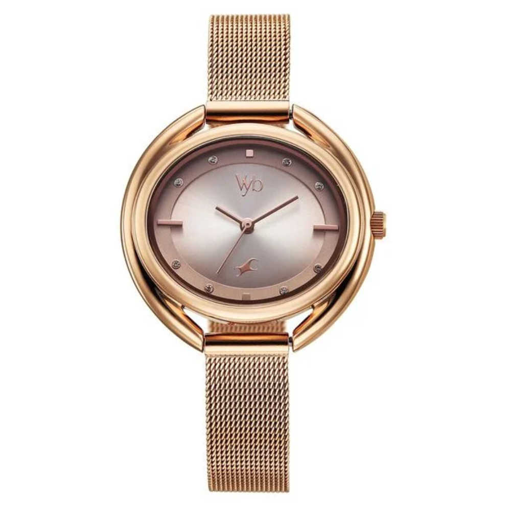 Fastrack Vyb Halo Rose Gold Dial Girls' Watch FV60080WM01