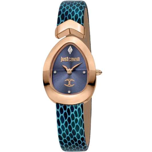 Just Cavalli Diversa Snake Blue Dial Rose Gold Women's Watch JC1L321M1055