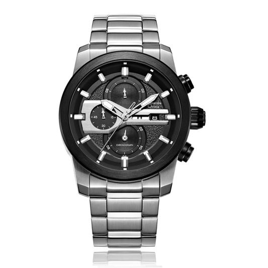 Alexandre Christie Black Men's Chronograph Quartz Watch 45mm 6562MCBTBBASL