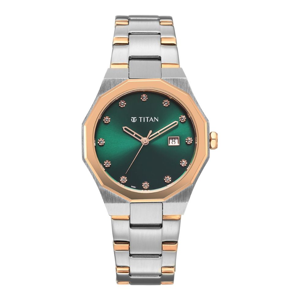 Titan Radiance Silver & Rose Gold Women's Watch 95376KM01