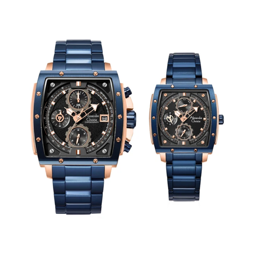 Alexandre Christie Couple's Blue Men's & Women's Chronograph Quartz Watch 6376MCBFURBA