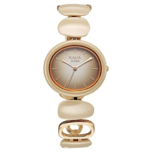 Titan Raga Ceramics Beige Women's Watch 95146KD06
