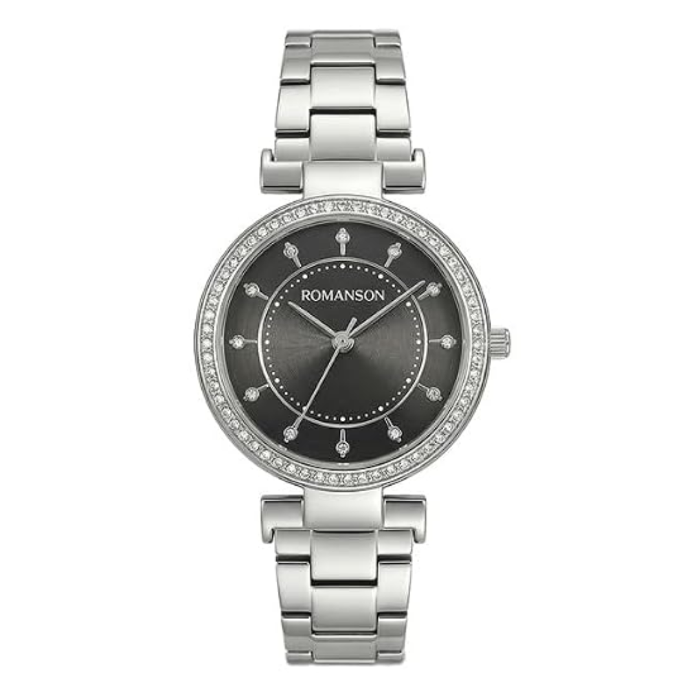 Romanson Black Dial Women's Stainless Steel Analog Watch RM6BS204TLWBK