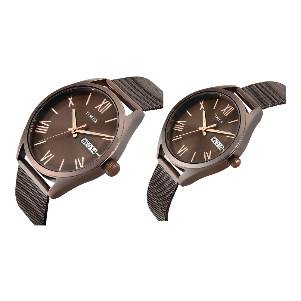TIMEX Trendline Brown Pair's Analog Round Dial Watch TW00PR353