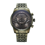 Titan Micromotors Green Independent Hour, Minute and 2nd Sub-Dial Olive Dial Stainless Steel Strap Mens Watch 90179QM01