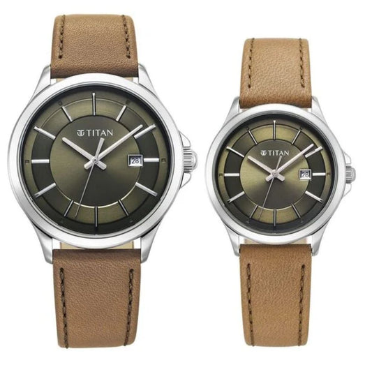 Titan Bandhan Green Couple Watch 9401194211SL01