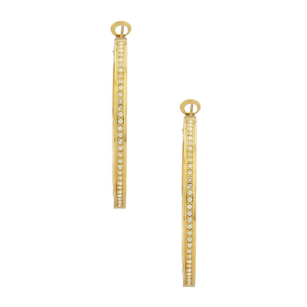 Guess Crystal Set Large Hoop Gold Tone Women's Earrings UBE02247YG