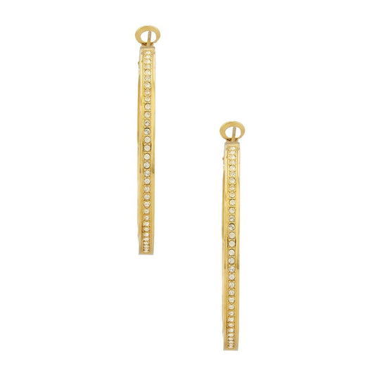Guess Crystal Set Large Hoop Gold Tone Women's Earrings UBE02247YG