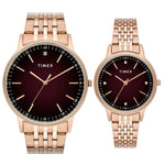 Timex Round Brown Dial Pair's Watch TW00PR328