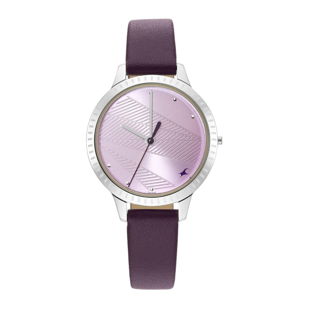 Fastrack Stunners Purple Dial Leather Strap Watch for Girls 6267SL01