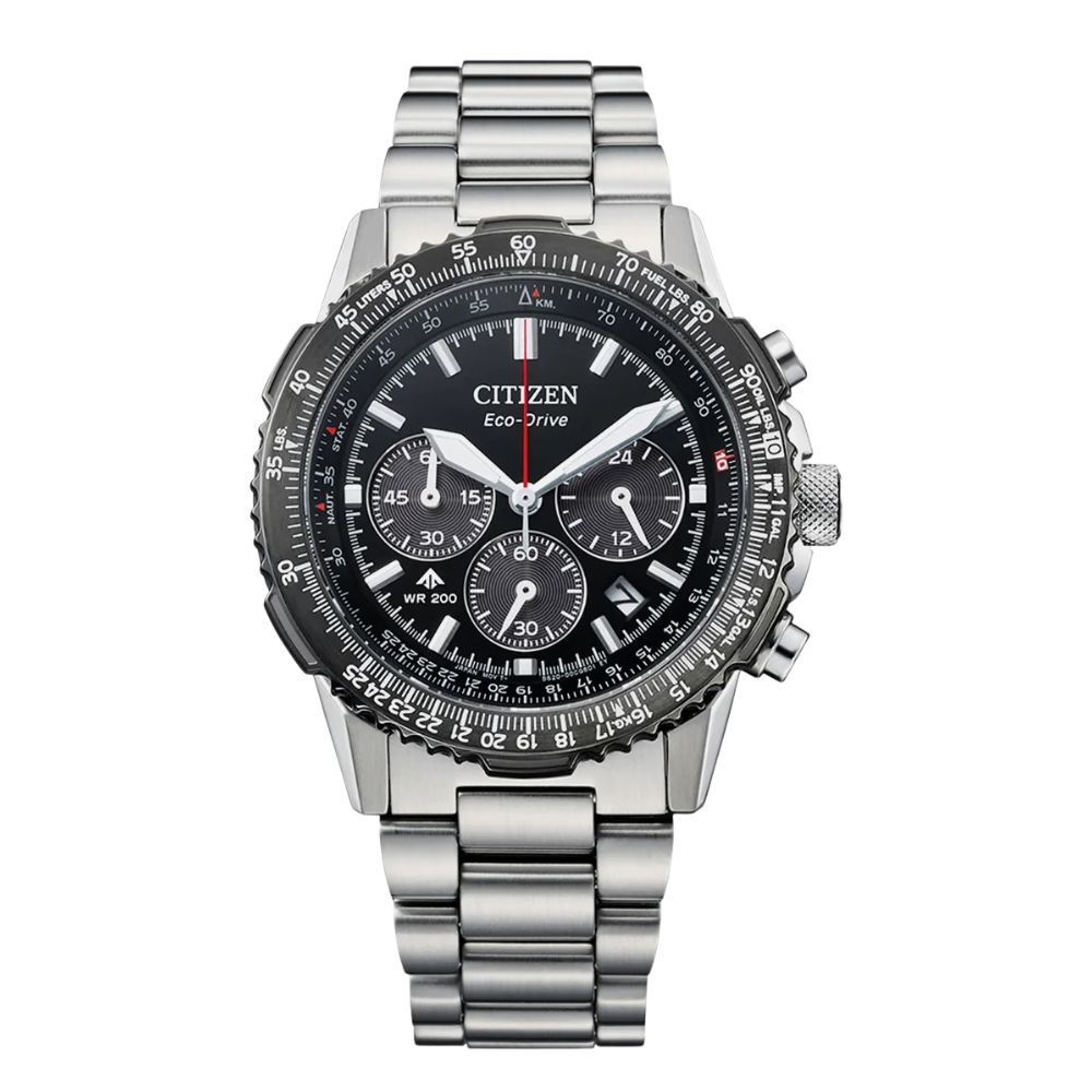Citizen Solar Black Dial Men's Chronograph Stainless Steel Watch CA4664-60E