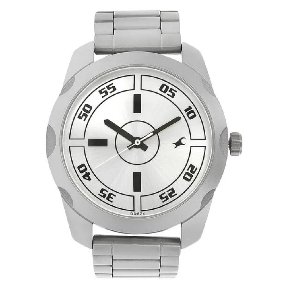 Fastrack Quartz Analog Silver Dial Watch for Men 3123SM02