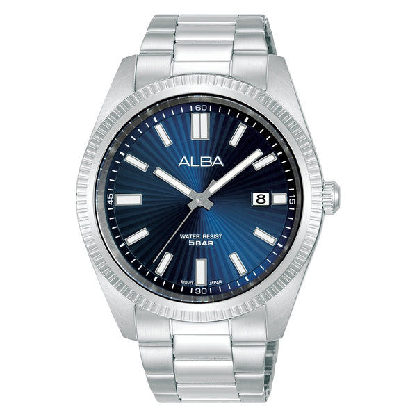 ALBA Mens Analog Watch AS9S69X1 with a blue patterned face