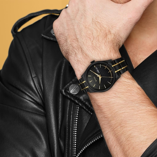 Titan Regalia Opulent Black Dial Two Toned Stainless Steel Strap Watch for Men - 1805KM10