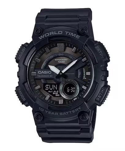 Casio Youth Series Black Men Watch AD218 AEQ-110W-1BVDF