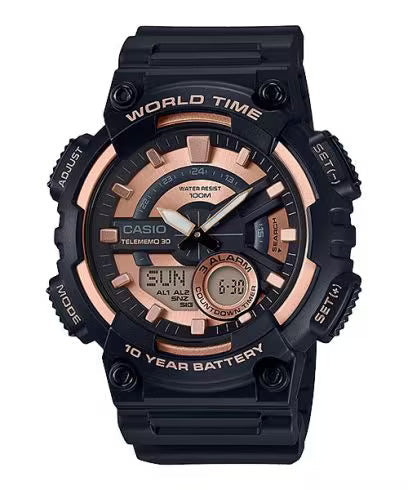 Casio Youth Series Rose Gold Men's Watch AD222 AEQ-110W-1A3VDF