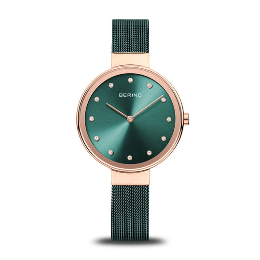 Womens Bering Green Analogue Watch 12034-868