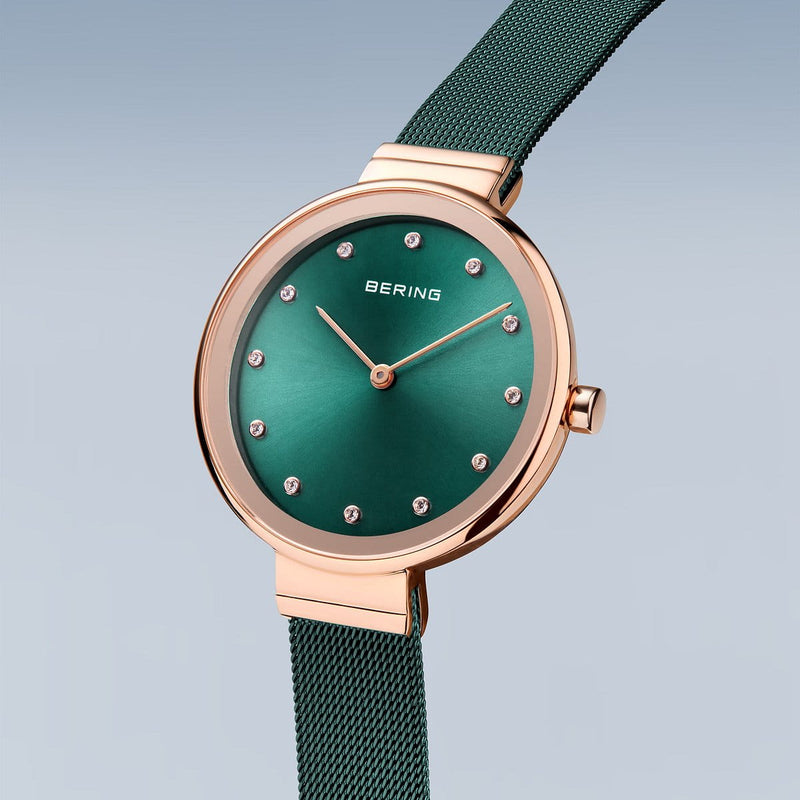 Womens Bering Green Analogue Watch 12034-868