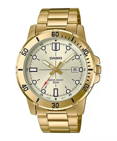 Casio A1368 Golden Watch